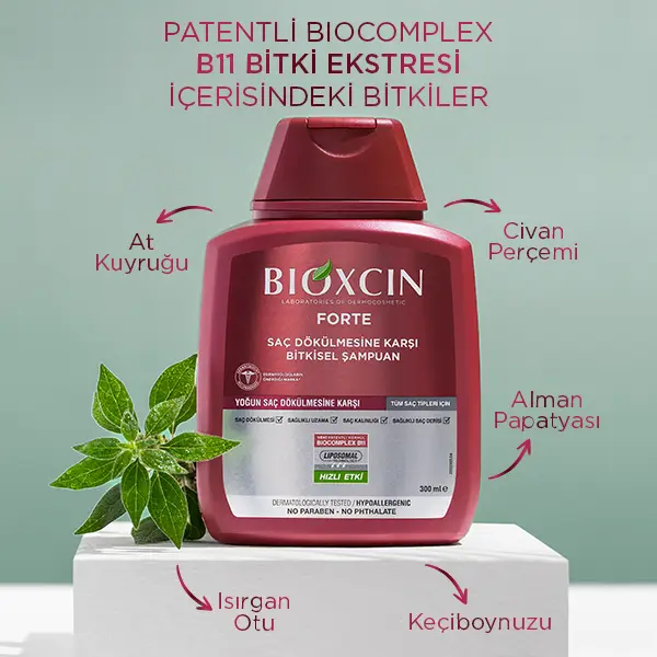 bioxcin forte yoğun saç dökülmesine karşı bitkisel şampuan