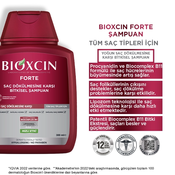 bioxcin forte yoğun saç dökülmesine karşı bitkisel şampuan