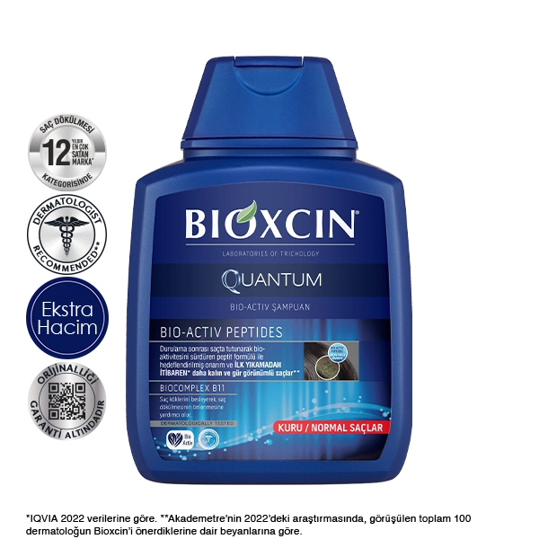 bioxcin quantum kuru ve normal saçlar için saç dökülmesi şampuanı