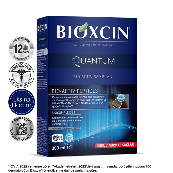 bioxcin quantum kuru ve normal saçlar için saç dökülmesine karşı sampuan